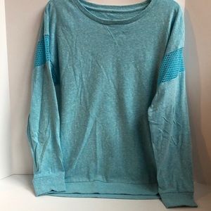 NWOT Xersion girls scoop neck textured sheer sleeve knit top size XL